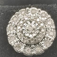 Gold-Diamond Earrings DIAMOND 23 Diamonds .023 Carat T.W. 14K White Gold 1.8g